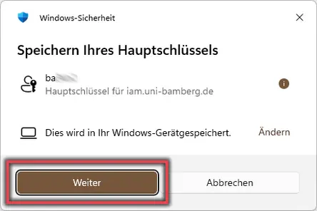 view Windows Security Saving the passkey