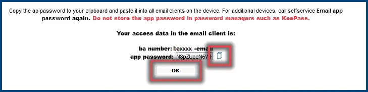 Copy email app password View Copy email app password