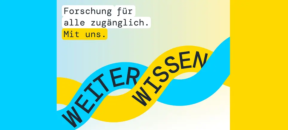 Bild aus der Kampagne "Weiter wissen" des Deutschen Bibliotheksverbandes: "Forschung für alle zugänglich. Mit uns."