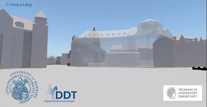 Ansicht der virtuellen 3D Rekonstruktion der Synagoge der TU Darmstadt