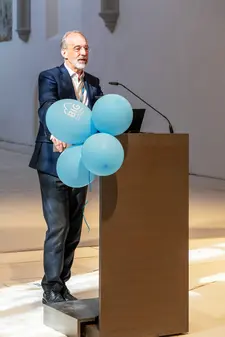 Prof. Dr. Thomas Saalfeld, Vizepräsident für Forschung und wissenschaftlichen Nachwuchs, begrüßt zur BIG Geburtstagsfeier