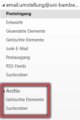 Ansicht Neues Archiv angelegt