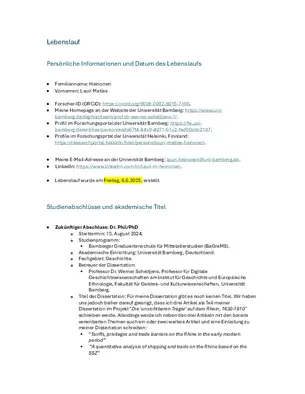 Mein akademischer Lebenslauf auf Deutsch.