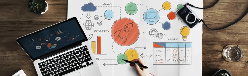 Map lying on wooden table