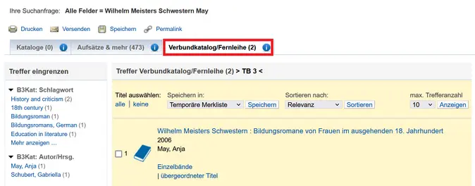 Screenshot aus dem Bamberger Katalog, der die Platzierung des neuen Tabs zur Suche im Bayerischen Verbundkatalog zeigt.