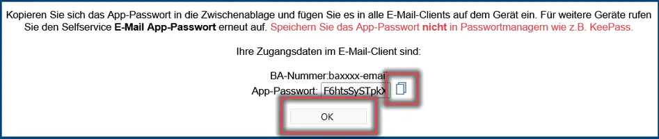 Ansicht E-Mail-App-Passwort kopieren