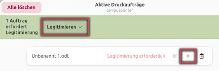view Authenticating a print job