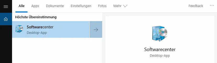 Ansicht Softwarecenter öffnen