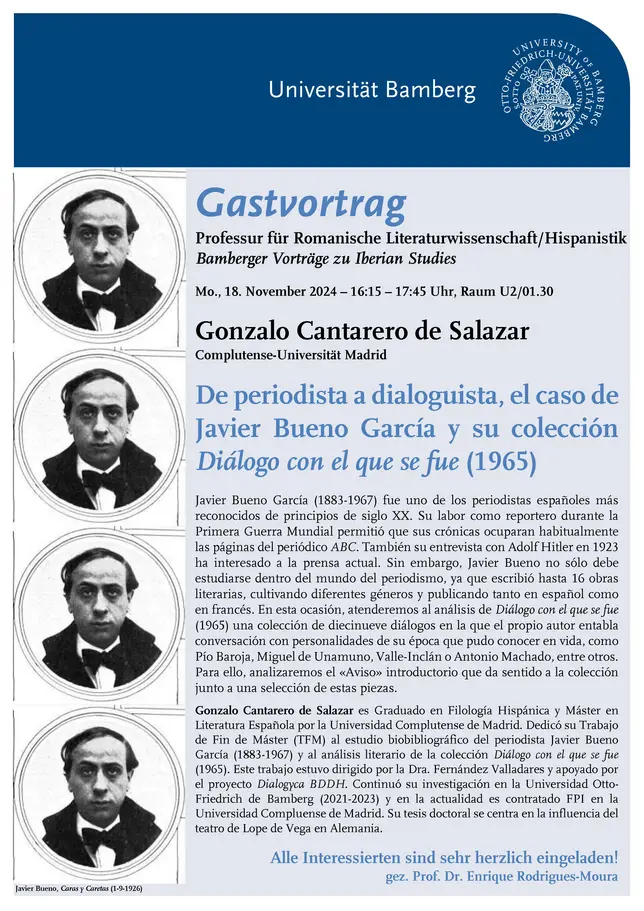 Plakat zum Vortrag von Gonzalo Cantarero de Salazar