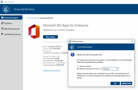 Ansicht Neustart des Computers