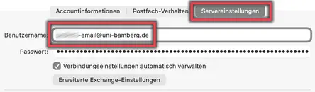 view Account settings – Server settings