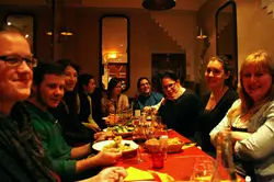 Photo of the group enjoying dinner.