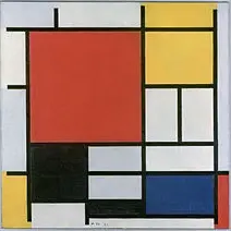 Piet Mondrian, 1921 - "Komposition mit großer roter Fläche, Gelb, Schwarz, Grau und Blau"