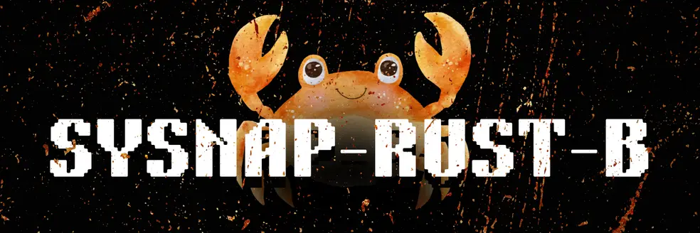 Krabbe hinter dem Schriftzug: SYSNAP-RUST-B