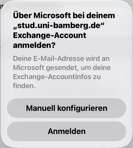Anmeldung Exchange-Account