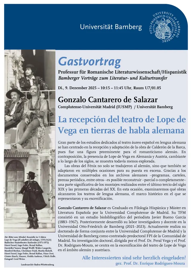 Plakat zum Gastvortrag von Gonzalo Cantarero de Salazar