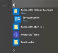 Ausschnitt vom Startmenü unter Windows 10