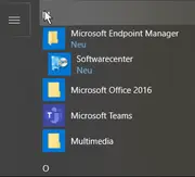 Ausschnitt vom Startmenü unter Windows 10 mit den im Text angegebenen Menüpunkten
