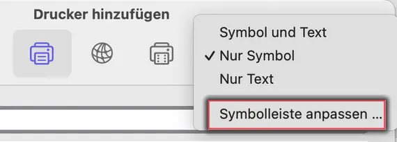 Pin advanced settings view to toolbar