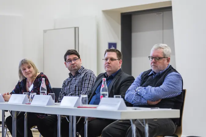 Godehard Ruppert, Johannes Zenk, Martin Fischer, Birgitt Hoffmann, Podiumsdiskussion, Woche der Forschnung, Universität Bamberg