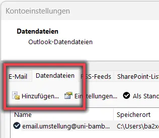 Ansicht Datendatei hinzufügen