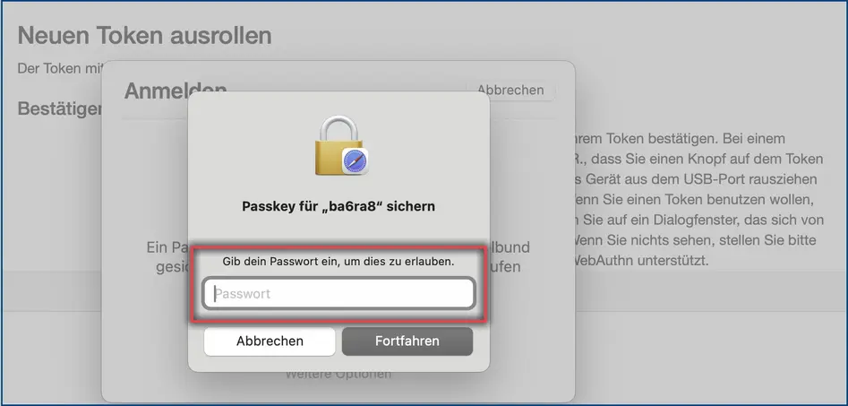 Abbildung 10: Passkey Ersetzung mit das Kennwort des Geräts erlauben