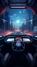 Cockpit of a futuristic car