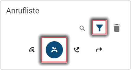Anrufliste gefiltert Ansicht der Anrufliste mit gesetzten Filtern für verpasste Anrufe.