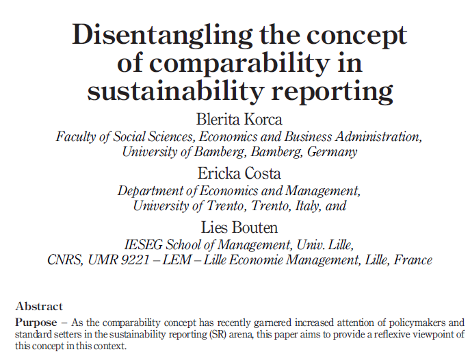 Comparability in #SustainabilityReporting - Chair of
