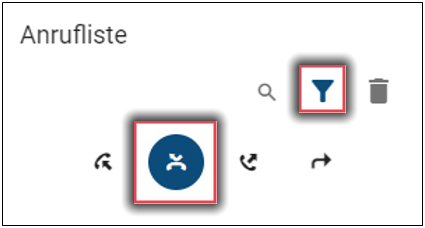 Anrufliste gefiltert Ansicht der Anrufliste mit gesetzten Filtern für verpasste Anrufe.