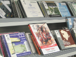 Picture of some DVDs of the librarys collection